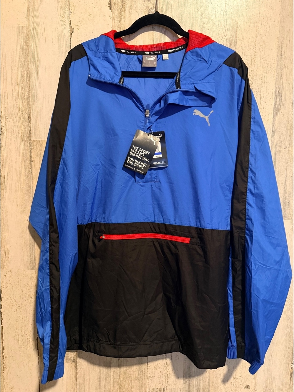 Puma Men XL WindCell Running Training Jacket Blue Black Retail $65
